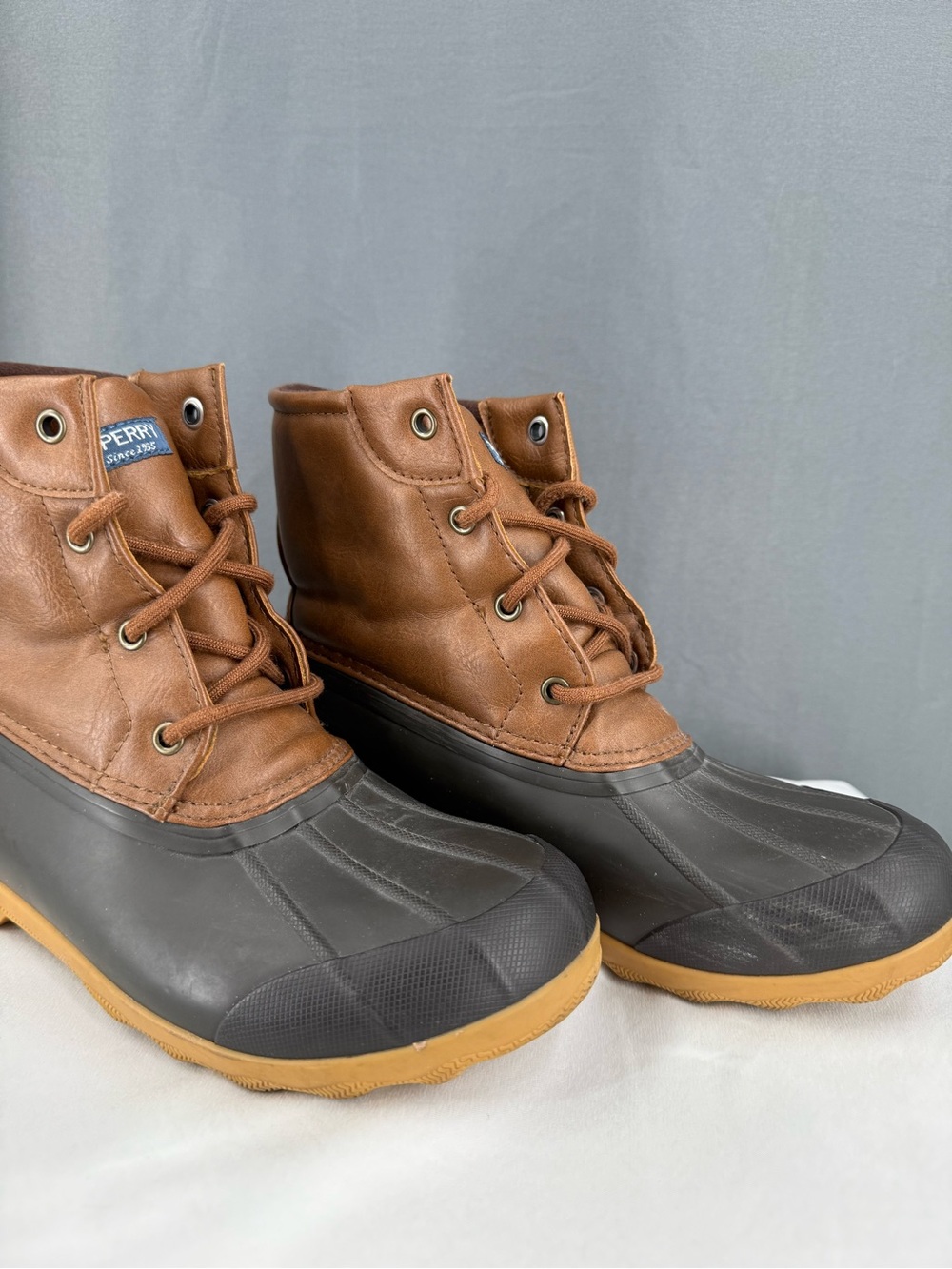 W Brown Leather Upper with Black Rubber Shell kids Rain & Snow Boots